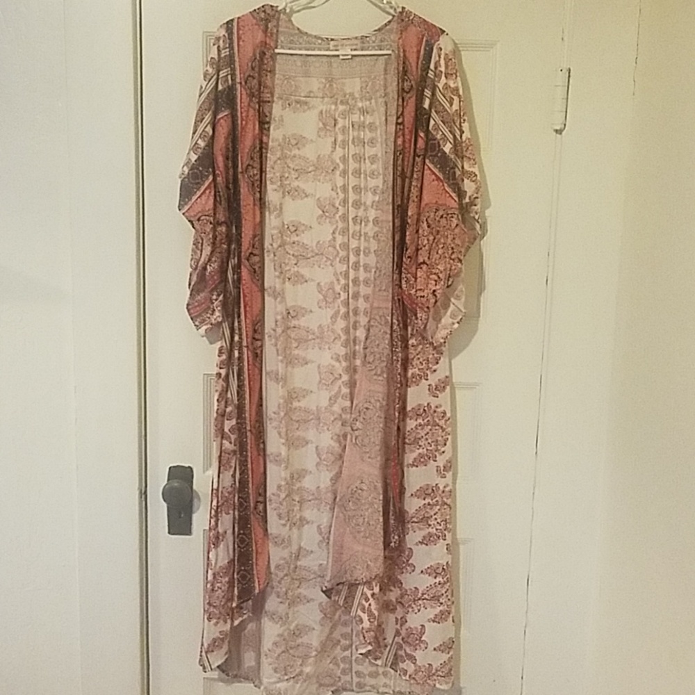 Long printed cardigan